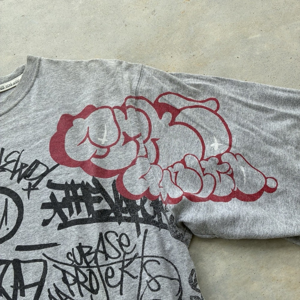 Y2K Vintage Ecko Unltd. T-Shirt Grey Graffiti Graphic Print Logo Skater Pinkman - Picture 3 of 7